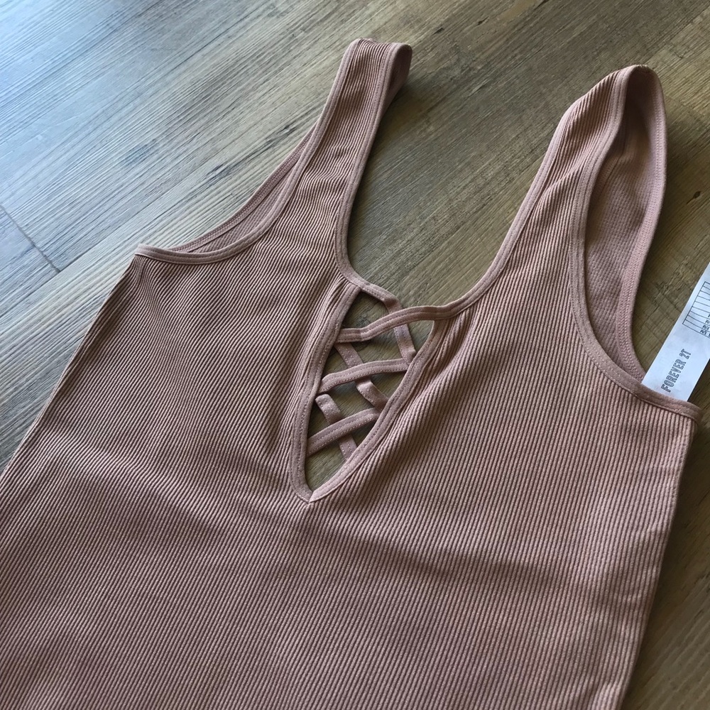 Lace up tan bodysuit